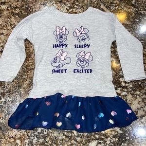 Disney Junior Minnie Mouse Girl's Fashion Top size 2T gray with ruffle